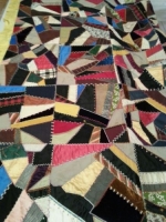 Crazy quilt bed covering, early 1900's, belonged to Marcella's family.